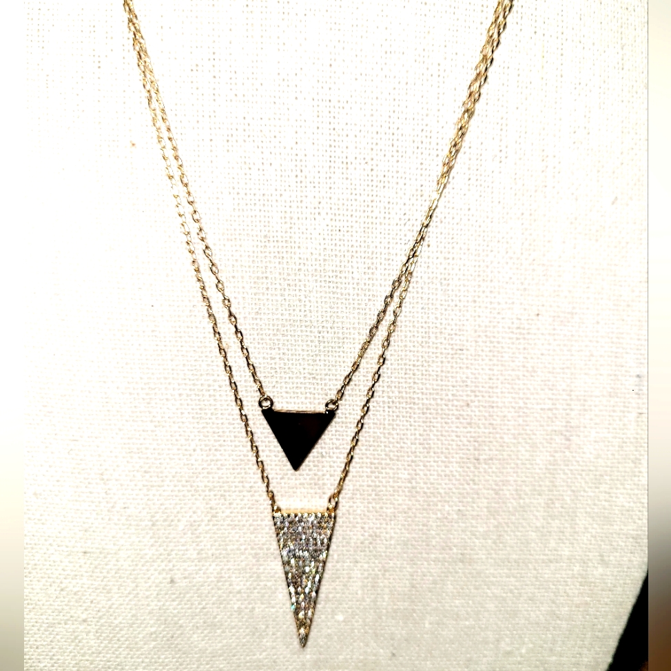 Nwt--Christian Siriano-Goldtone 2 Layered-Triangle Necklace 30$